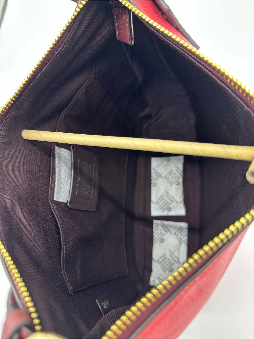 Coach Pebbled Leather Crossbody in Coral Red with Gold Hardware - Picture 8 of 11
